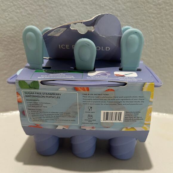 GOURMET Purple Spiral Ice Pop Molds Drip Free Sticks Makes 6 Popsicles - Picture 3 of 4